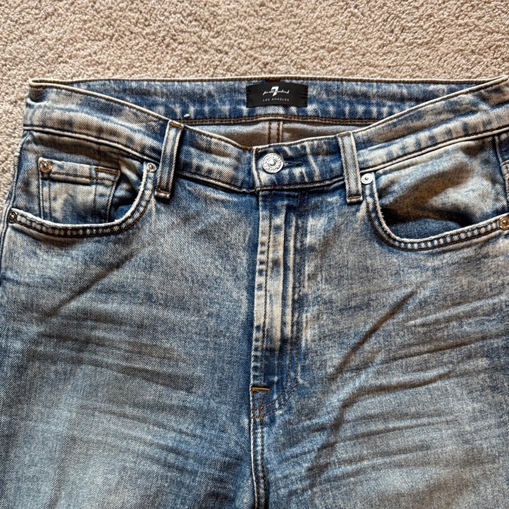 7 for all mankind Distressed Blue Jeans - Picture 2 of 7